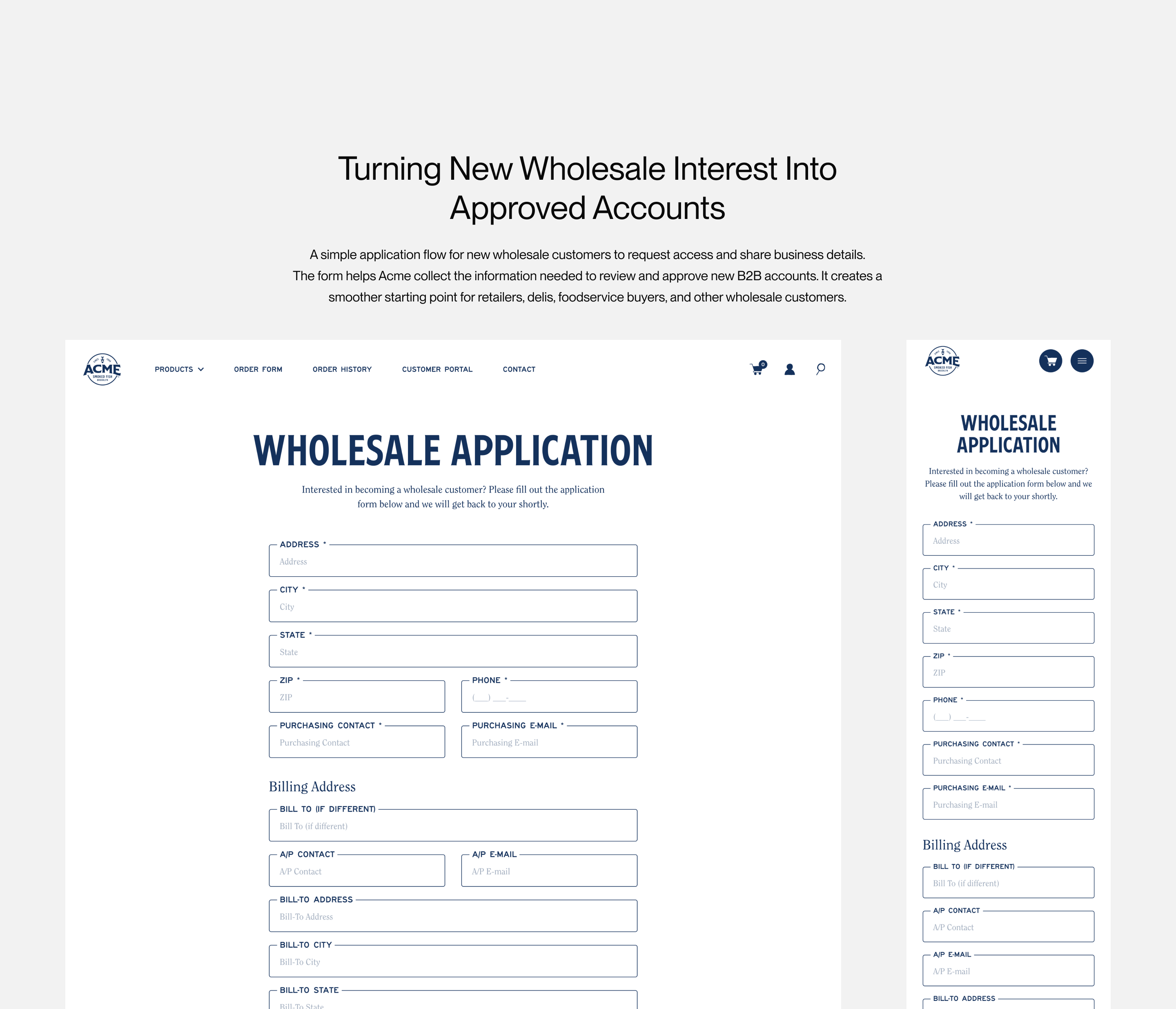 Acme wholesale application: Turning New Wholesale Interest Into Approved Accounts