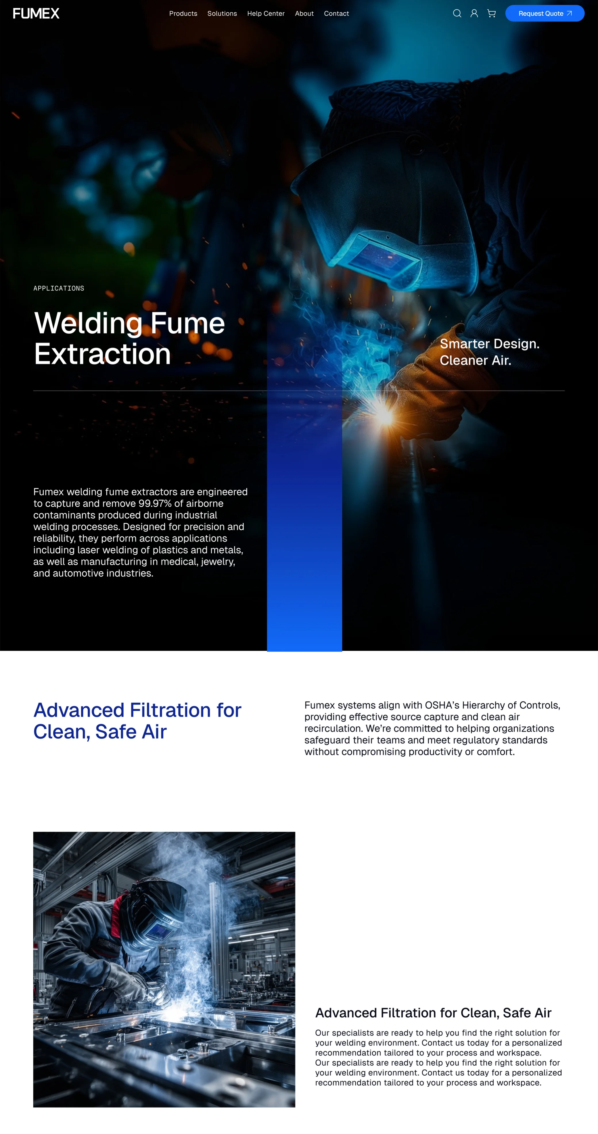 Fumex applications experience showing industry use cases for fume extraction across laser, soldering and welding